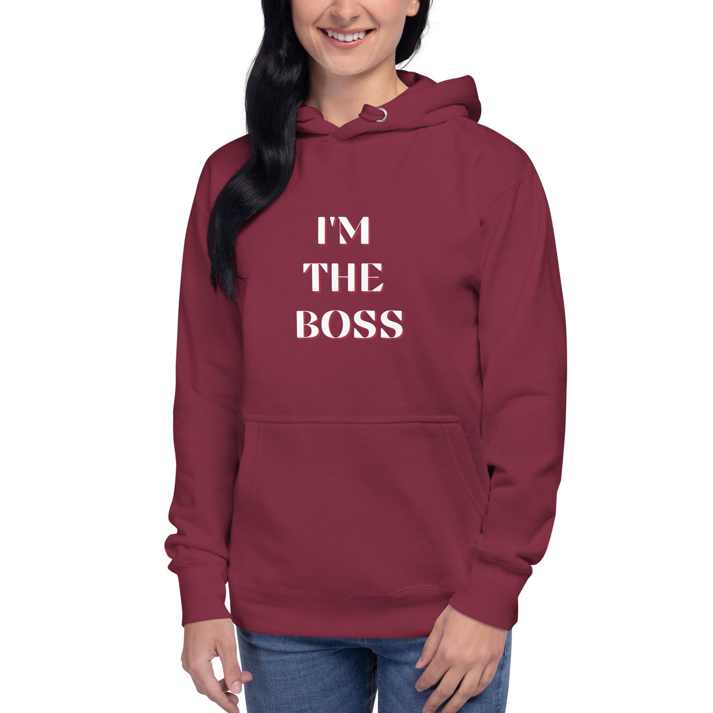 I'm The Boss White Unisex Hoodie